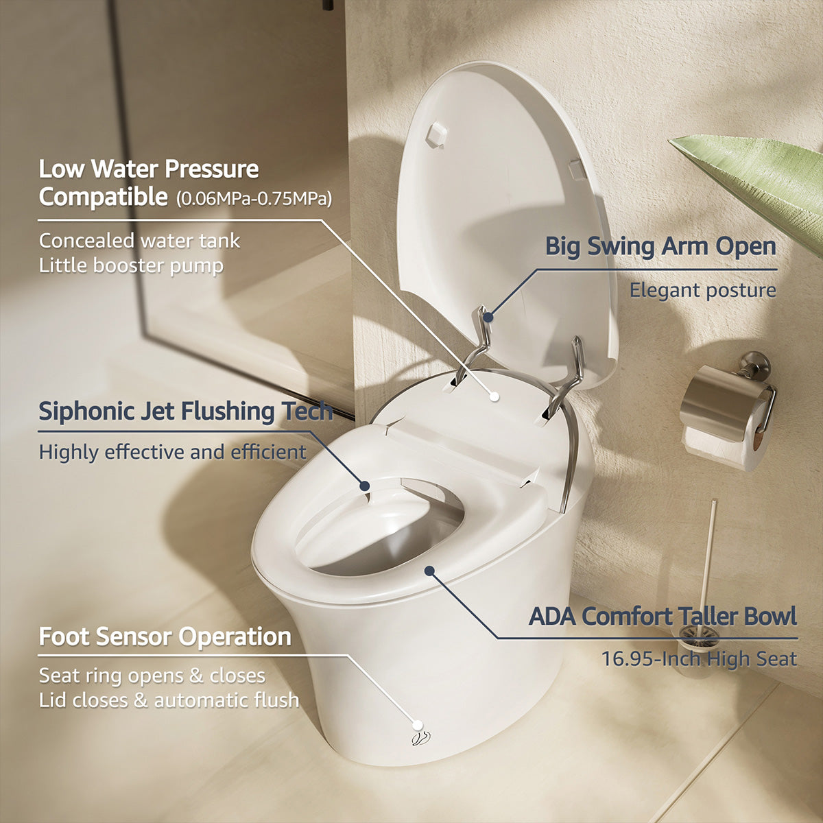 Trume Silver Zero-Pressure Smart Toilet